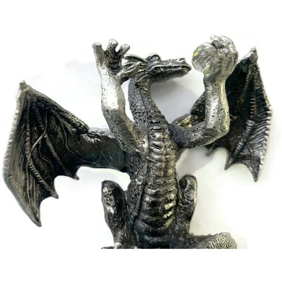 Excalibur Casino Pewter Dragon With Crystal Ball Three Inches Tall - Picture 9 of 9